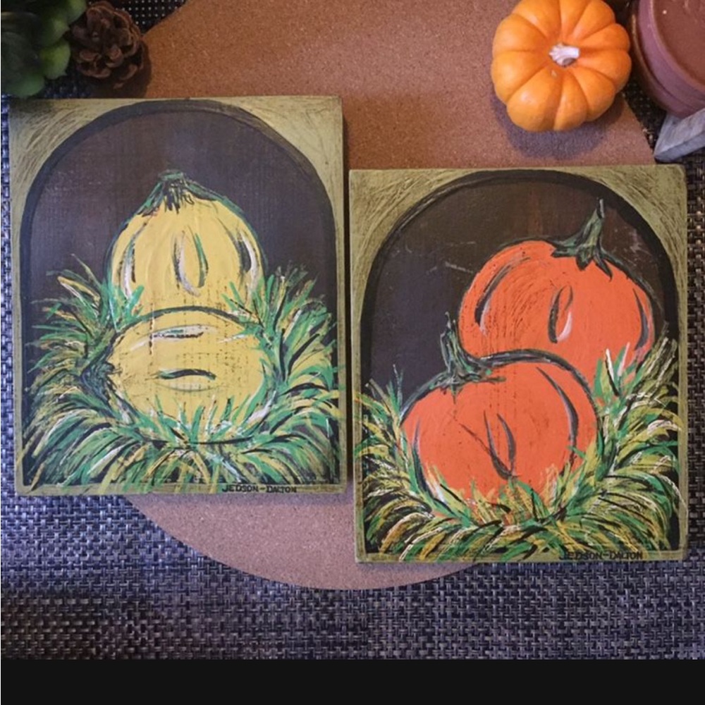 Jedson Dalton Folk Art Whimsical Paintingon Wood Set